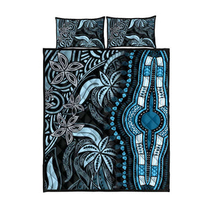 Polynesia Mixed African Dashiki Quilt Bed Set Afro-pacific Culture - Blue