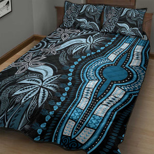 Polynesia Mixed African Dashiki Quilt Bed Set Afro-pacific Culture - Blue