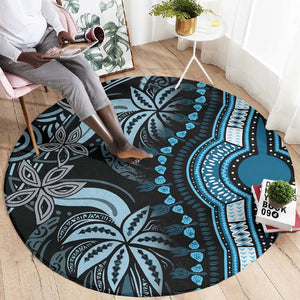 Polynesia Mixed African Dashiki Round Carpet Afro-pacific Culture - Blue