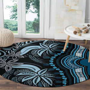 Polynesia Mixed African Dashiki Round Carpet Afro-pacific Culture - Blue