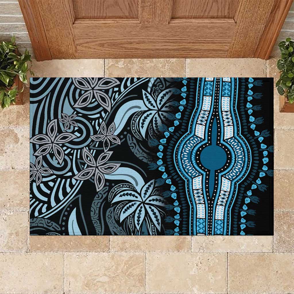 Polynesia Mixed African Dashiki Rubber Doormat Afro-pacific Culture - Blue