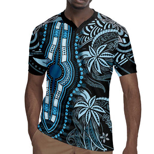 Polynesia Mixed African Dashiki Rugby Jersey Afro-pacific Culture - Blue