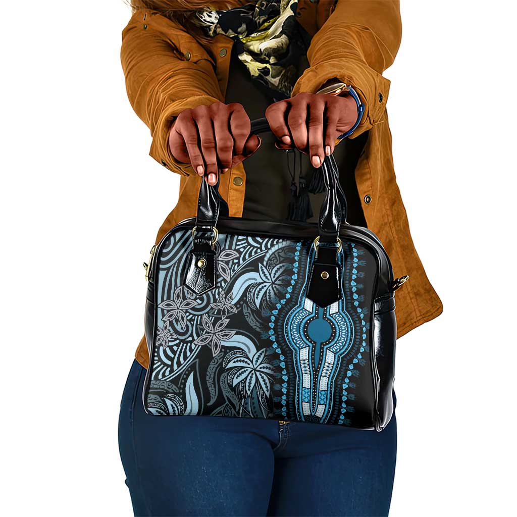 Polynesia Mixed African Dashiki Shoulder Handbag Afro-pacific Culture - Blue