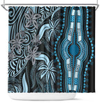 Polynesia Mixed African Dashiki Shower Curtain Afro-pacific Culture - Blue