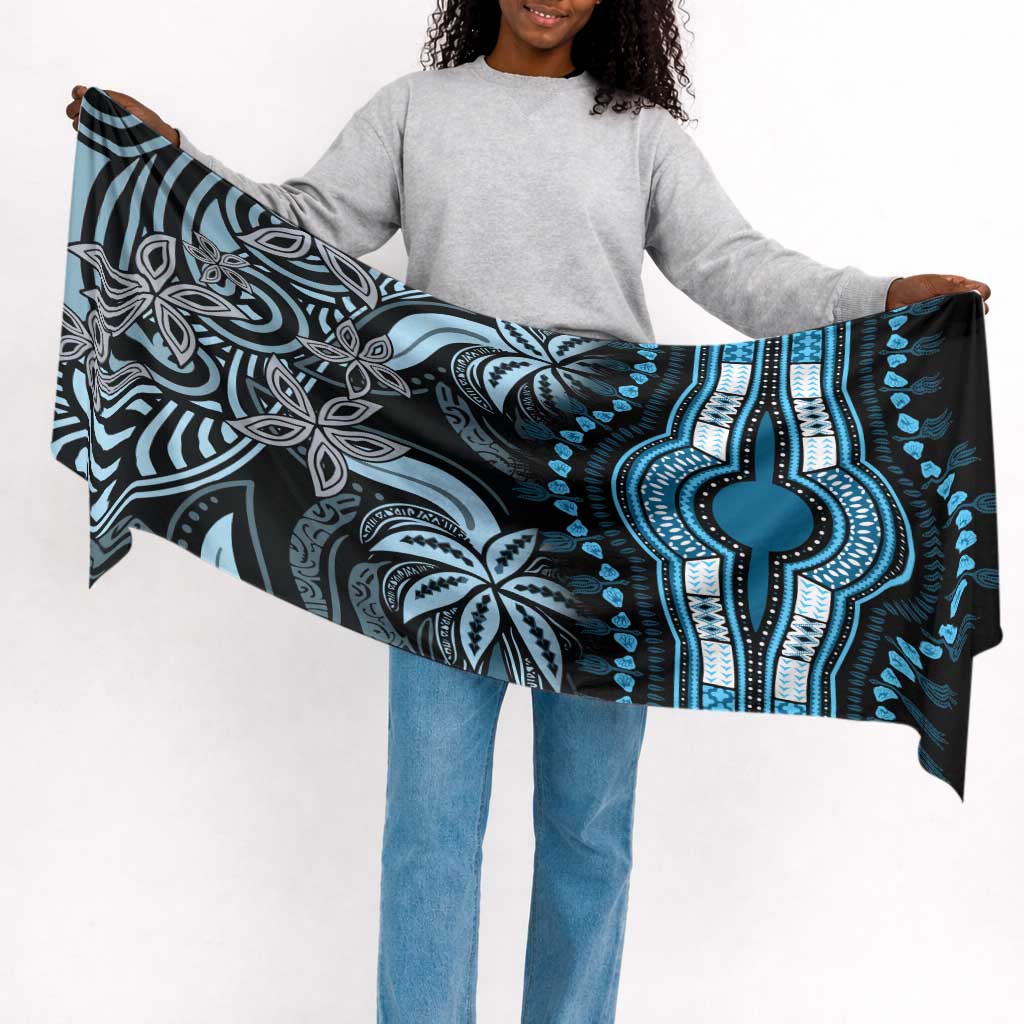 Polynesia Mixed African Dashiki Simple Headwrap Afro-pacific Culture - Blue