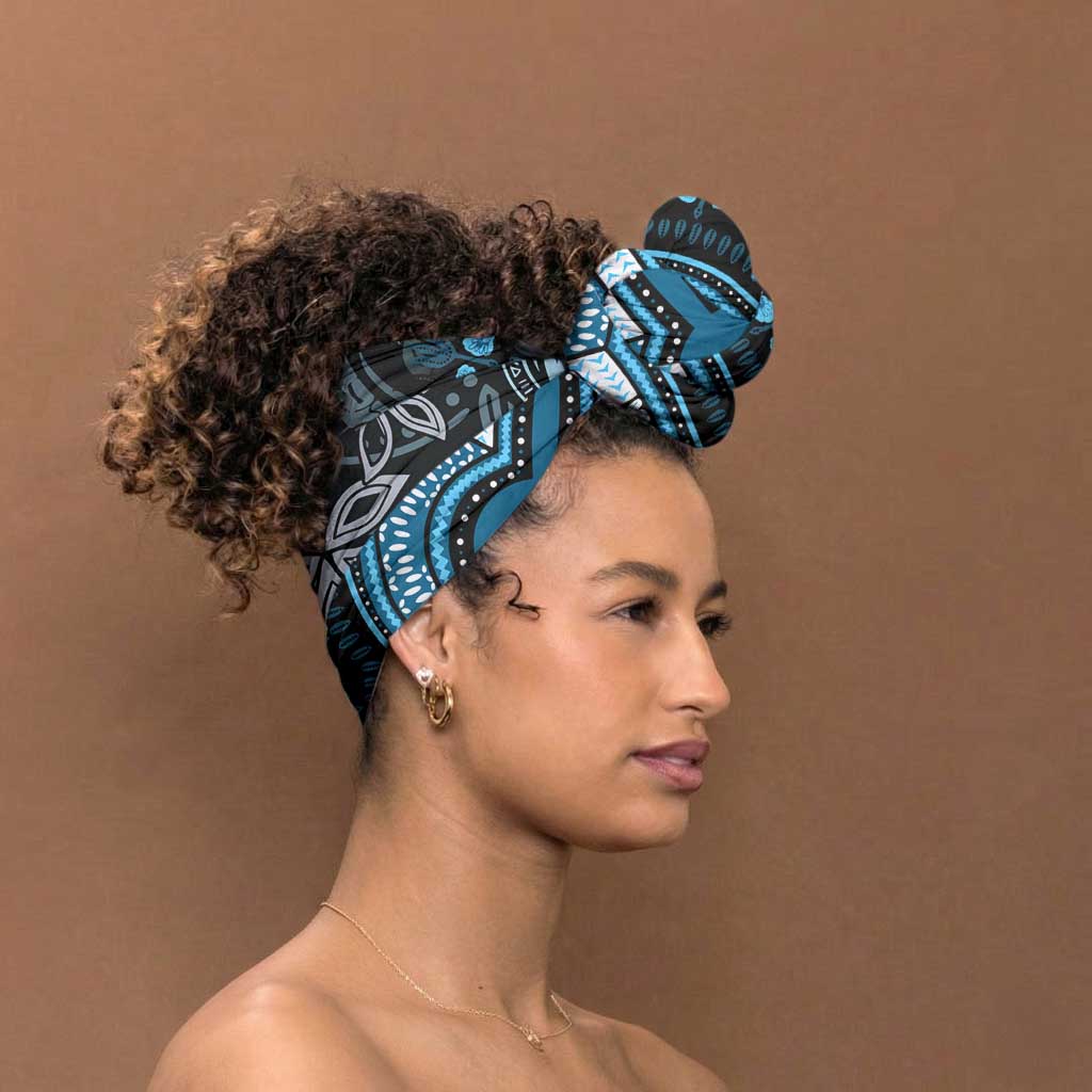 Polynesia Mixed African Dashiki Simple Headwrap Afro-pacific Culture - Blue