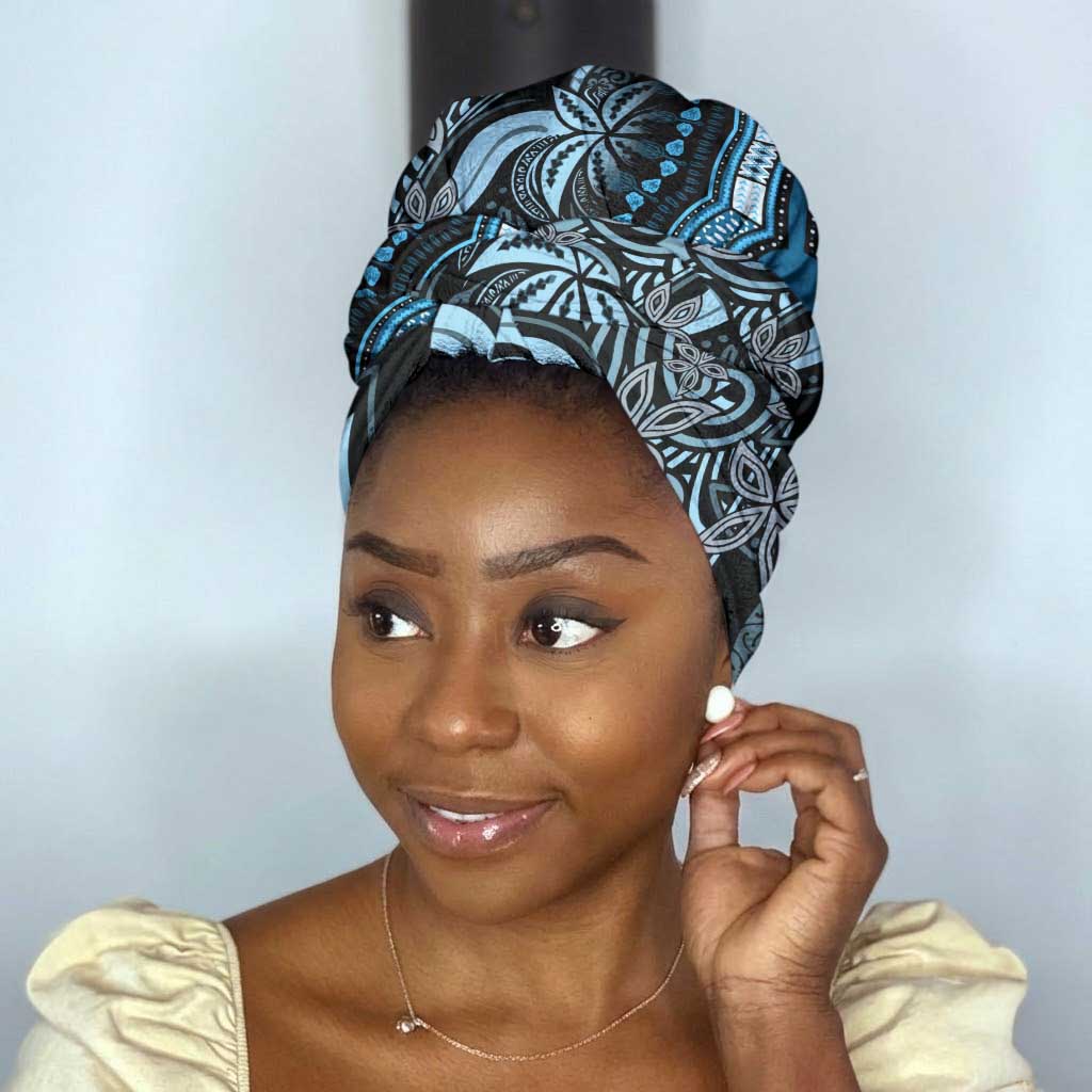 Polynesia Mixed African Dashiki Simple Headwrap Afro-pacific Culture - Blue