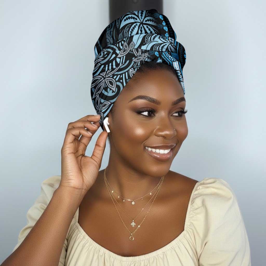 Polynesia Mixed African Dashiki Simple Headwrap Afro-pacific Culture - Blue