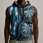 Polynesia Mixed African Dashiki Sleeveless Hoodie Afro-pacific Culture - Blue - African Pride