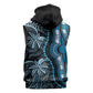Polynesia Mixed African Dashiki Sleeveless Zip Hoodie Afro-pacific Culture - Blue - African Pride