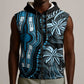 Polynesia Mixed African Dashiki Sleeveless Zip Hoodie Afro-pacific Culture - Blue - African Pride