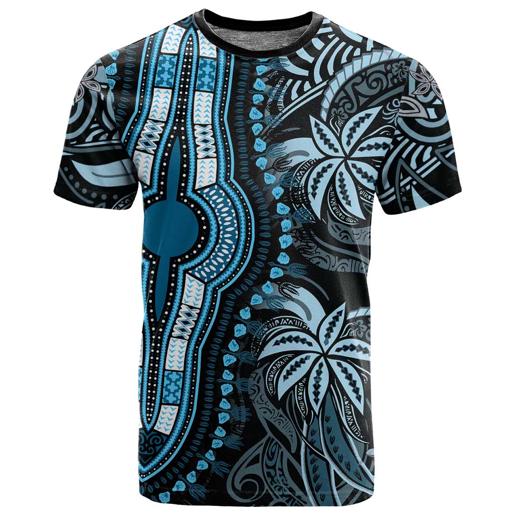 Polynesia Mixed African Dashiki T shirt Afro-pacific Culture - Blue