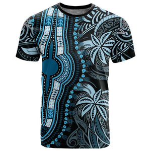 Polynesia Mixed African Dashiki T shirt Afro-pacific Culture - Blue