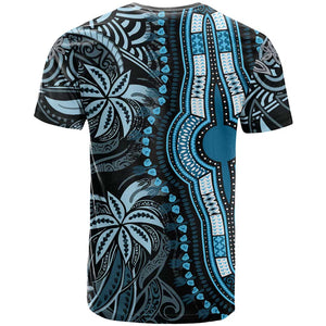 Polynesia Mixed African Dashiki T shirt Afro-pacific Culture - Blue