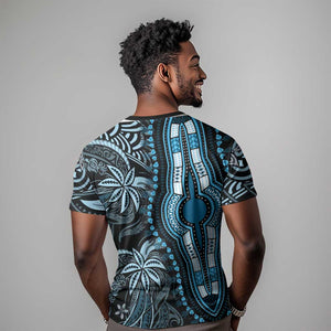 Polynesia Mixed African Dashiki T shirt Afro-pacific Culture - Blue