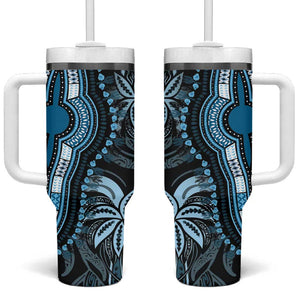 Polynesia Mixed African Dashiki Tumbler With Handle Afro-pacific Culture - Blue