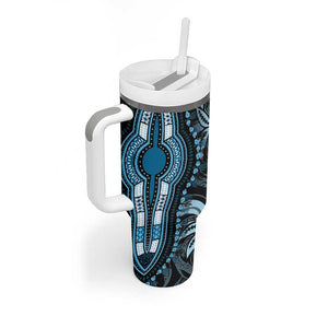 Polynesia Mixed African Dashiki Tumbler With Handle Afro-pacific Culture - Blue