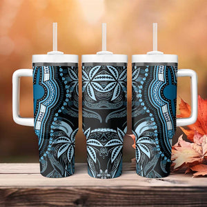 Polynesia Mixed African Dashiki Tumbler With Handle Afro-pacific Culture - Blue