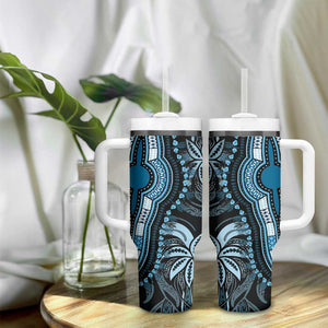 Polynesia Mixed African Dashiki Tumbler With Handle Afro-pacific Culture - Blue