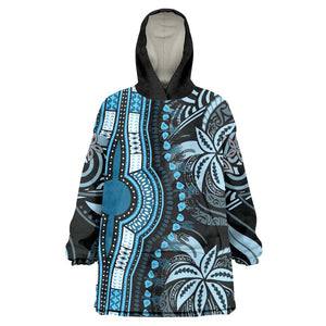 Polynesia Mixed African Dashiki Wearable Blanket Hoodie Afro-pacific Culture - Blue