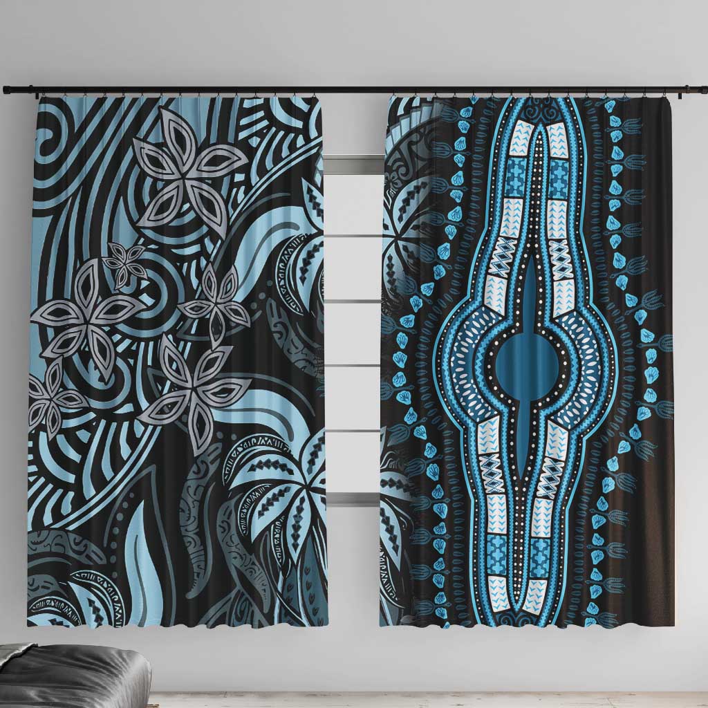 Polynesia Mixed African Dashiki Window Curtain Afro-pacific Culture - Blue