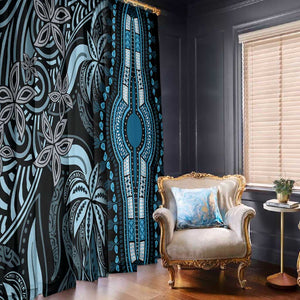 Polynesia Mixed African Dashiki Window Curtain Afro-pacific Culture - Blue