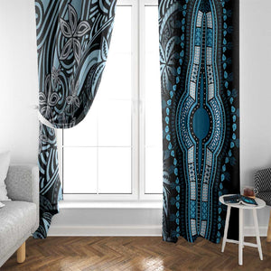 Polynesia Mixed African Dashiki Window Curtain Afro-pacific Culture - Blue