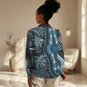 Polynesia Mixed African Dashiki Women Casual Shirt Afro-pacific Culture - Blue