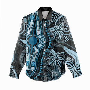 Polynesia Mixed African Dashiki Women Casual Shirt Afro-pacific Culture - Blue