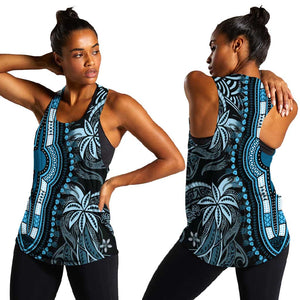 Polynesia Mixed African Dashiki Women Racerback Tank Afro-pacific Culture - Blue