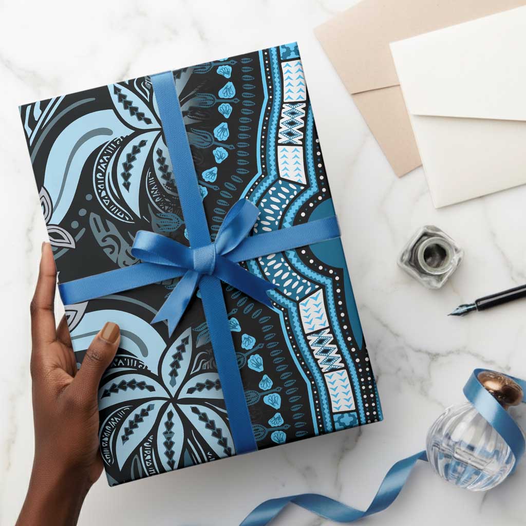 Polynesia Mixed African Dashiki Wrapping Paper Afro-pacific Culture - Blue - African Pride