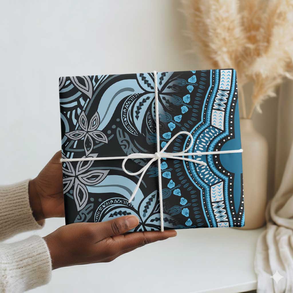 Polynesia Mixed African Dashiki Wrapping Paper Afro-pacific Culture - Blue - African Pride