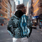 Polynesia Mixed African Dashiki Zip Hoodie Afro-pacific Culture - Blue
