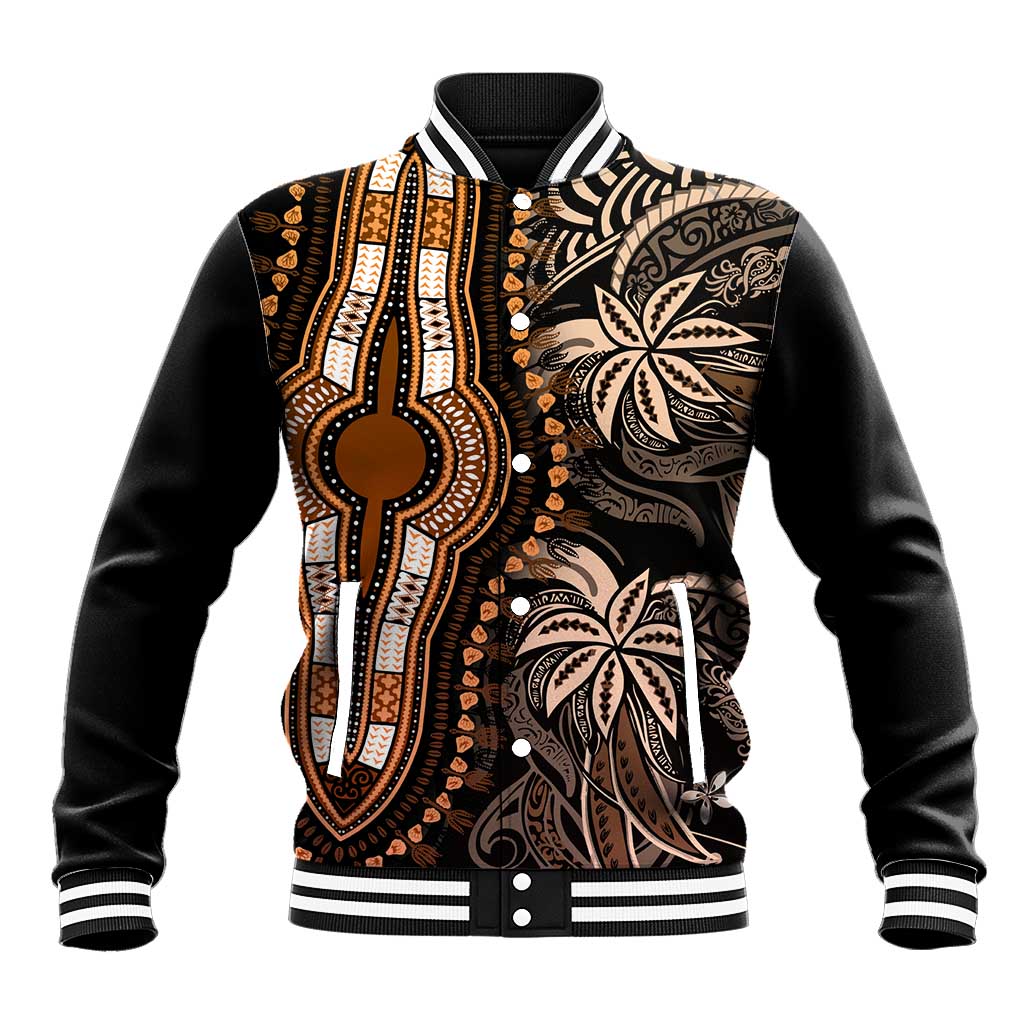 Polynesia Mixed African Dashiki Baseball Jacket Afro-pacific Culture - Gold