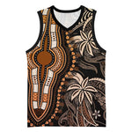 Polynesia Mixed African Dashiki Basketball Jersey Afro-pacific Culture - Gold LT9