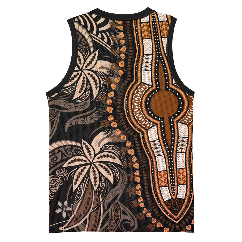 Polynesia Mixed African Dashiki Basketball Jersey Afro-pacific Culture - Gold LT9