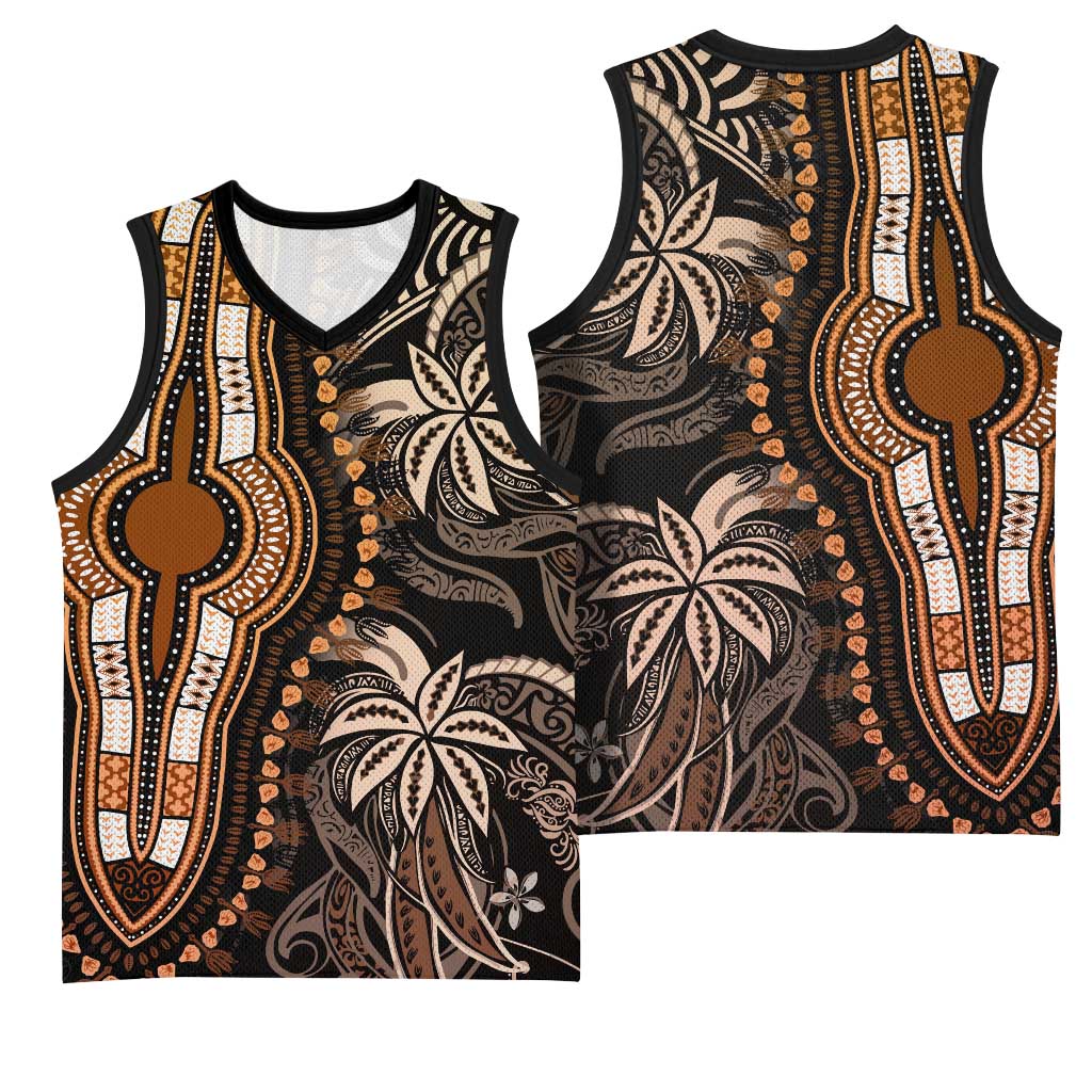 Polynesia Mixed African Dashiki Basketball Jersey Afro-pacific Culture - Gold LT9