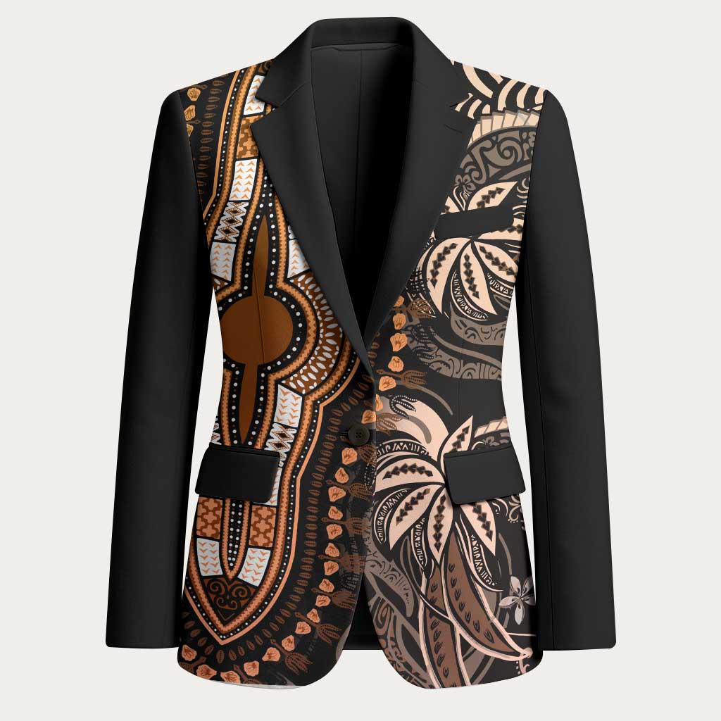 Polynesia Mixed African Dashiki Blazer Afro-pacific Culture - Gold