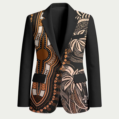 Polynesia Mixed African Dashiki Blazer Afro-pacific Culture - Gold
