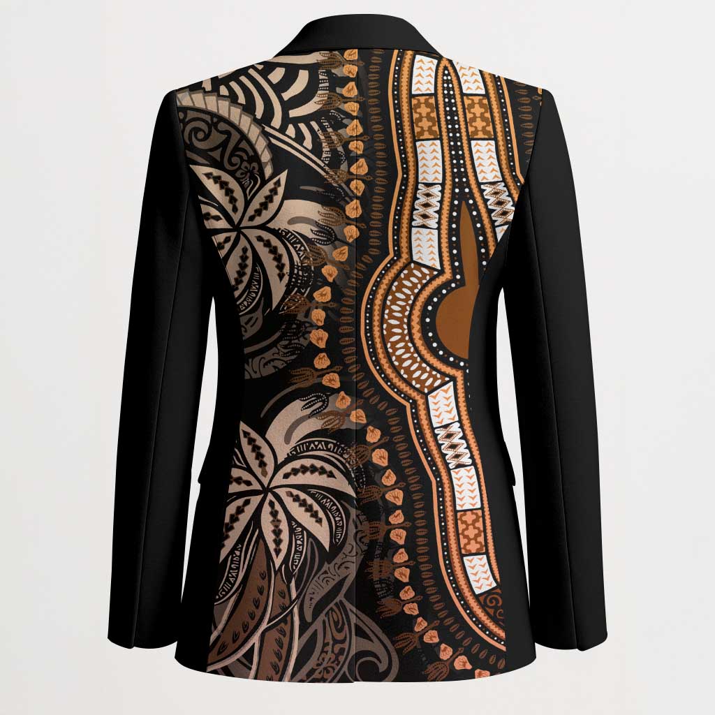 Polynesia Mixed African Dashiki Blazer Afro-pacific Culture - Gold