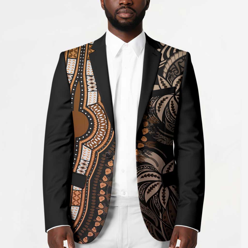 Polynesia Mixed African Dashiki Blazer Afro-pacific Culture - Gold