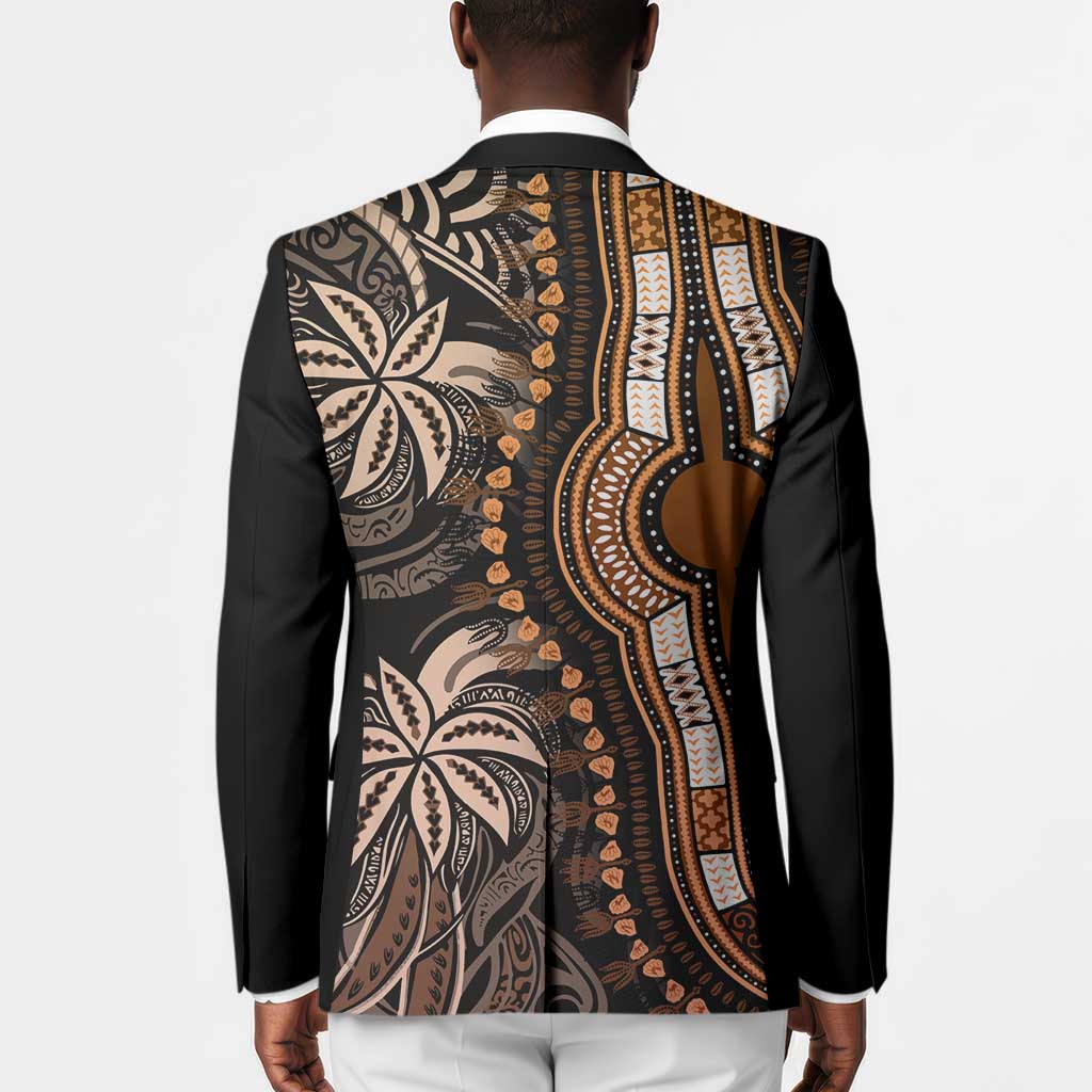 Polynesia Mixed African Dashiki Blazer Afro-pacific Culture - Gold