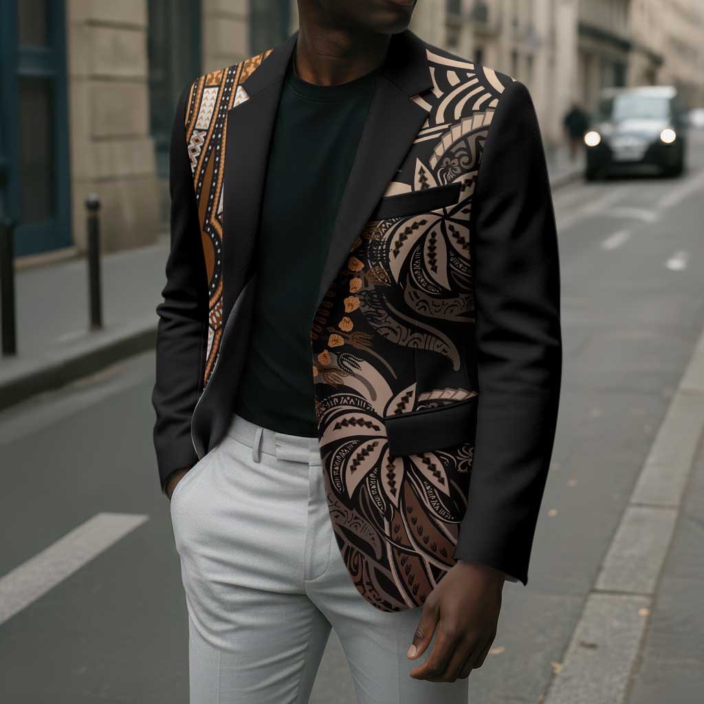 Polynesia Mixed African Dashiki Blazer Afro-pacific Culture - Gold