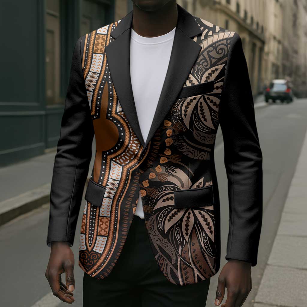 Polynesia Mixed African Dashiki Blazer Afro-pacific Culture - Gold