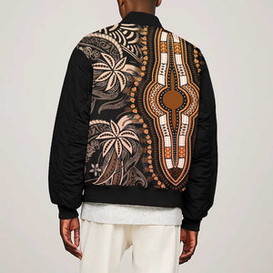 Polynesia Mixed African Dashiki Bomber Jacket Afro-pacific Culture - Gold