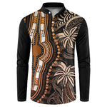 Polynesia Mixed African Dashiki Button Sweatshirt Afro-pacific Culture - Gold
