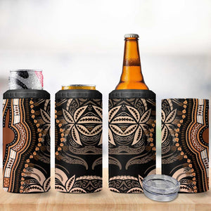 Polynesia Mixed African Dashiki 4 in 1 Can Cooler Tumbler Afro-pacific Culture - Gold