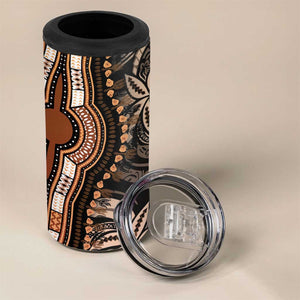 Polynesia Mixed African Dashiki 4 in 1 Can Cooler Tumbler Afro-pacific Culture - Gold