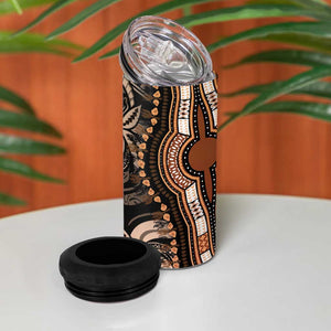 Polynesia Mixed African Dashiki 4 in 1 Can Cooler Tumbler Afro-pacific Culture - Gold