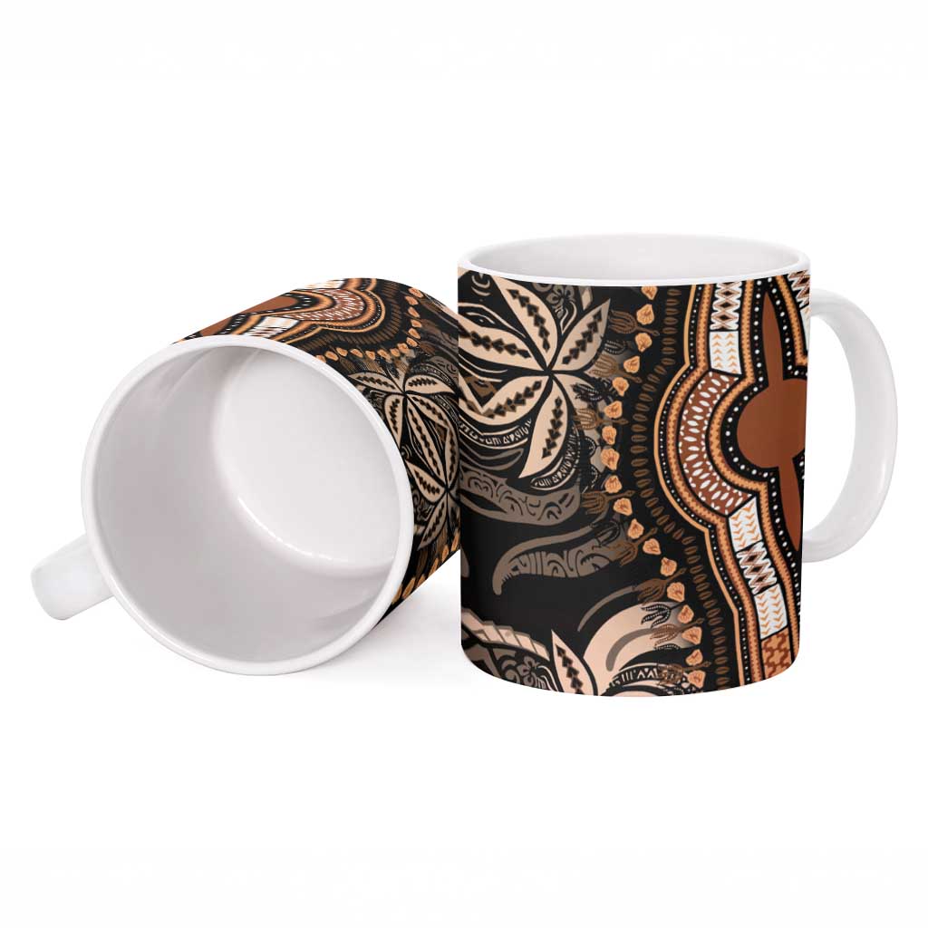 Polynesia Mixed African Dashiki Ceramic Mug Afro-pacific Culture - Gold